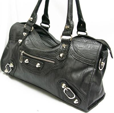 New Black Purse Large Arcadia Motorcycle Satchel Handbag Lace Shoulder