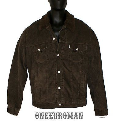 NWT LEVIS CLASSIC CORDS SHERPA LINED DARK BROWN CORDUROY TRUCKER