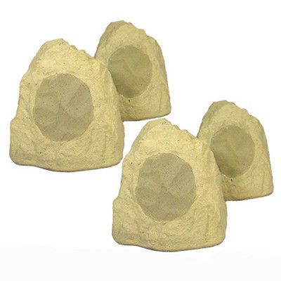 Theater Solutions New Sandstone 2 Pair Outdoor Garden Rock Speakers