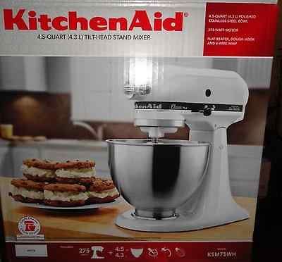 NEW KitchenAid Classic Plus 4.5 qt. Stand Mixer KSM75WH WHITE NIB