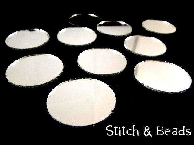 Mirror Mosaic Tiles Round Flat Back Hand Cut Embroidery Sewing Glue