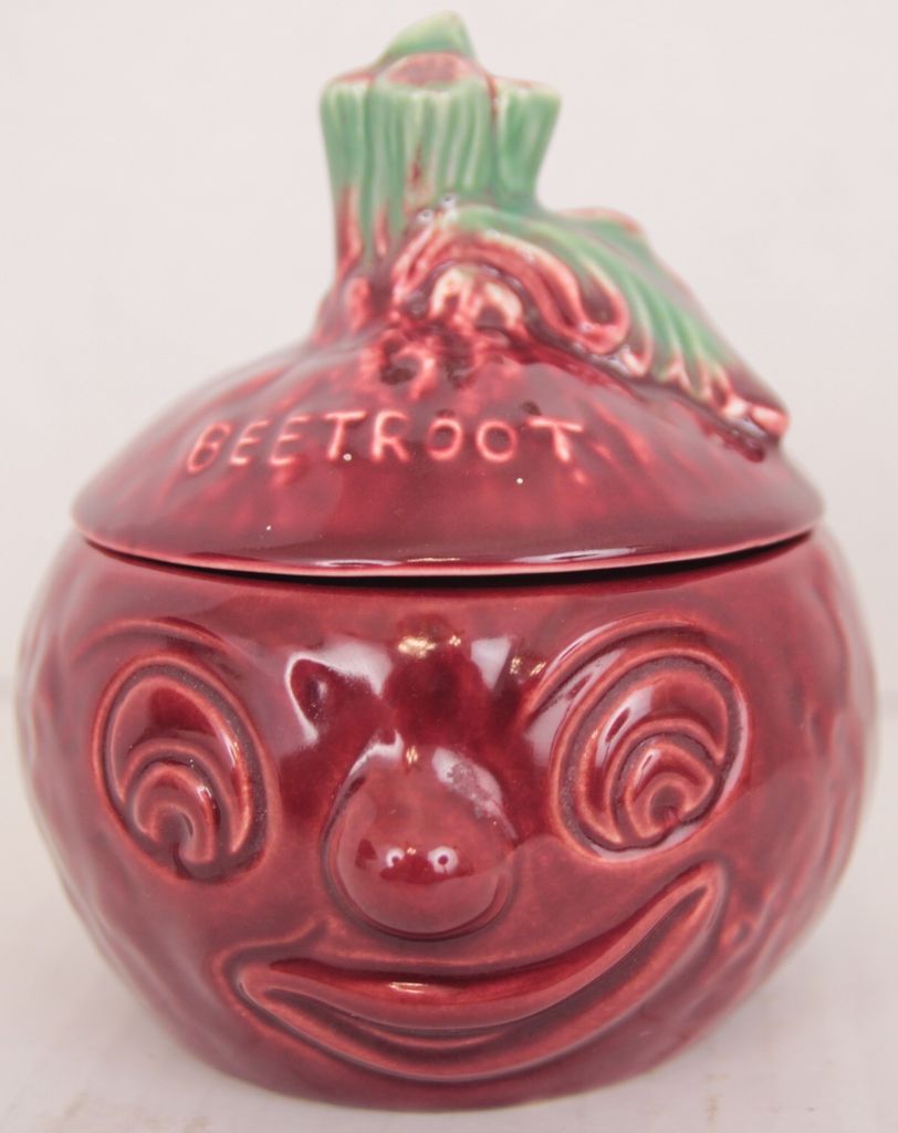 ENGLISH BEETROOT SUGAR BOWL FACE SylvaC STAFFORDSHIRE ENGLAND MAJOLICA