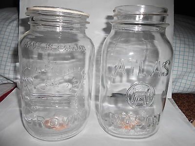 ONE CROWN AND ONE MASON ATLAS GLASS JARS