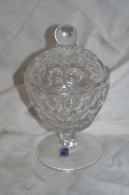 Imperial Heisey Coin Dot Covered Glass scallop Candy Jar NWT vintage