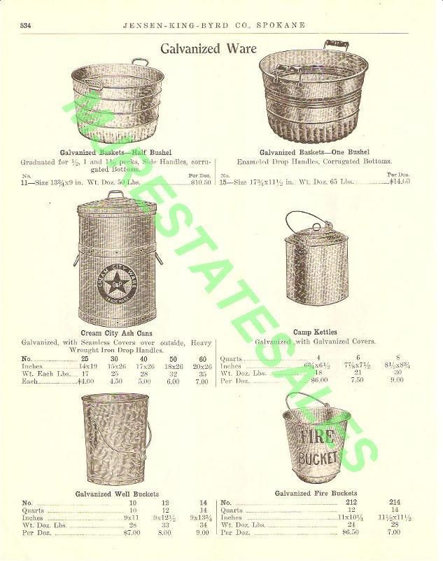 1911 Antique Cream City Ash Can Fire Pail Bucket AD