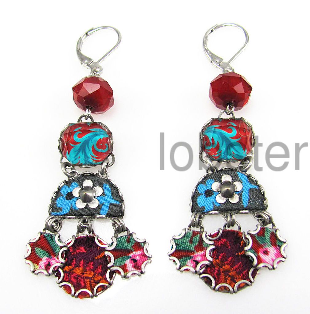 AYALA BAR COLORFUL FLAMENCO SILVER EARRINGS w EUROPEAN CRYSTAL 2012/13