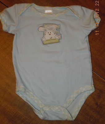 BABY GEAR BOYS HAPPY EASTER ONESIE SHIRT BLUE 1ST BUNNY RABBIT 9 12 9