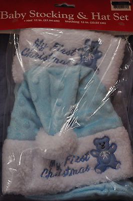 IN PACKAGE BOYS BABY CHRISTMAS STOCKING AND HAT SET INFANTS CLOTHES