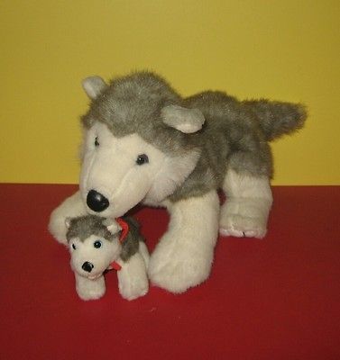 BAB Build a Bear Barking HUSKY Dog & Puppy Plush Bearamys Kennel