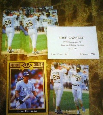 1992 PLAYERS CHOICE CARTRIGHTS JOSE CANSECO + 8 1990 SUPER CARD W