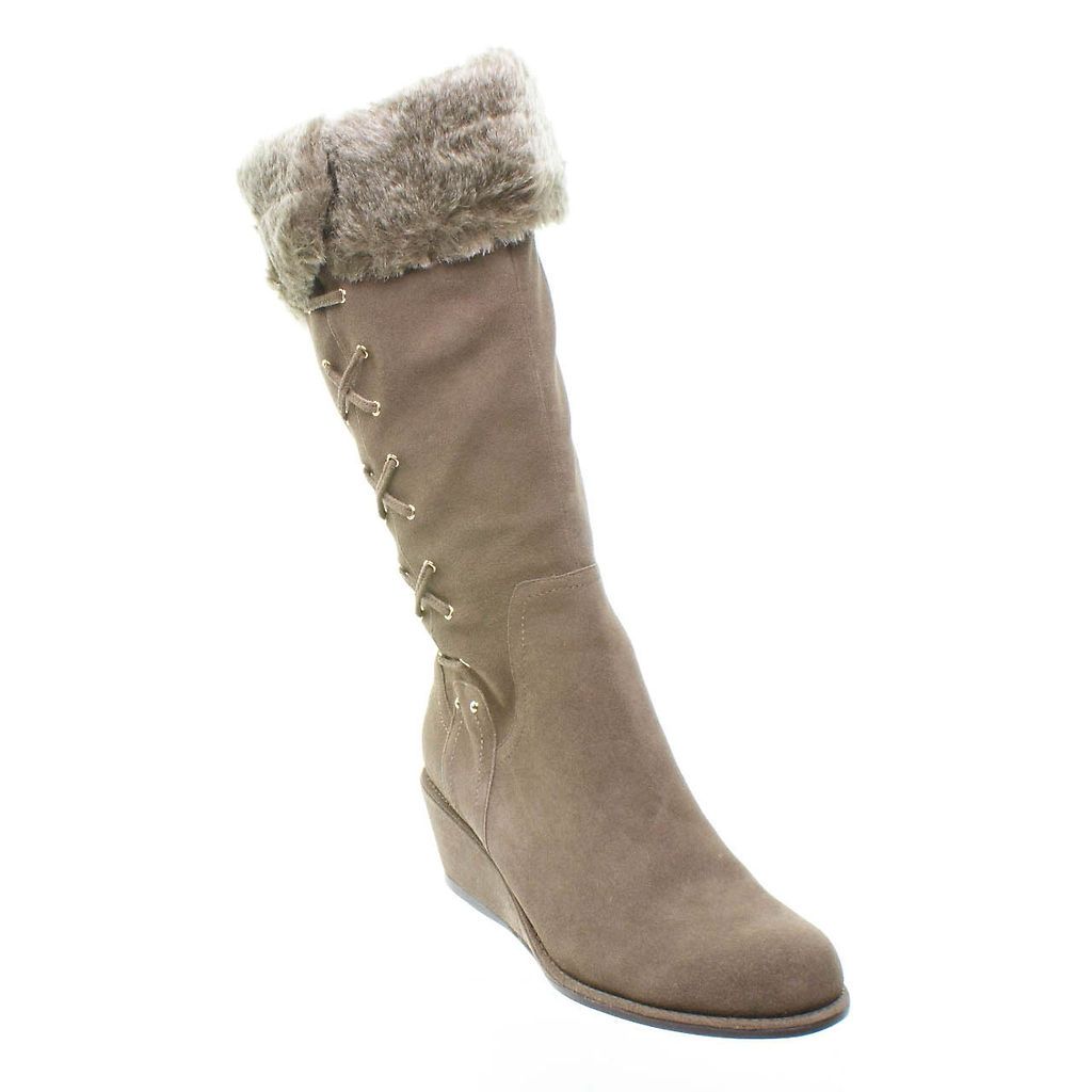 Bandolino Eluxus Knee High Wedge Boot, Dark Taupe   NEW