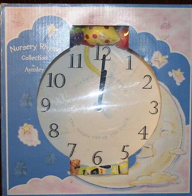 AYNSLEY BONE CHINA HICKORY DICKORY DOCK NURSERY RHYMES WALL CLOCK   W