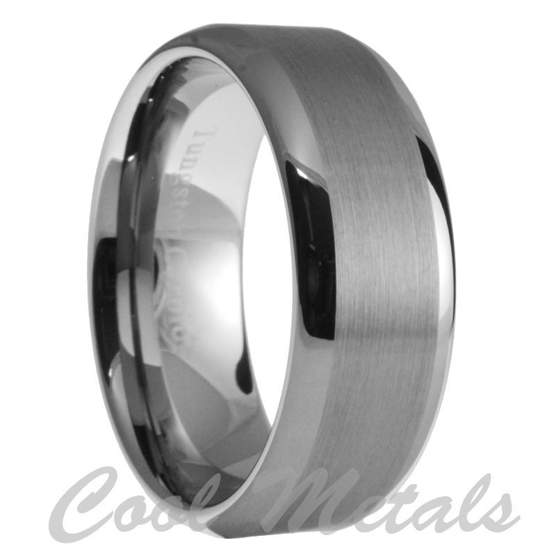 Carbide Men Women Brushed Polished Wedding Band Ring Size 8.5 15