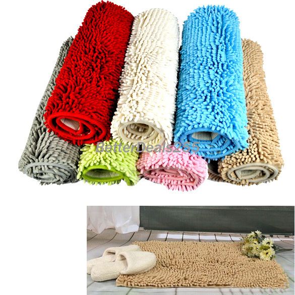 Washable Bathroom New Shaggy Rugs Non Slip Bath Mat Thick Shag Pile 7