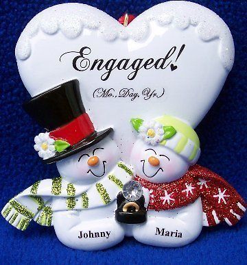 ENGAGEMENT Snowmen Christmas Ornament Personalized