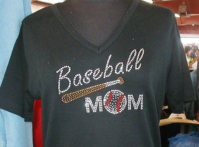 Embellished Rhinestone Tee Shirt   BASEBALL MOM