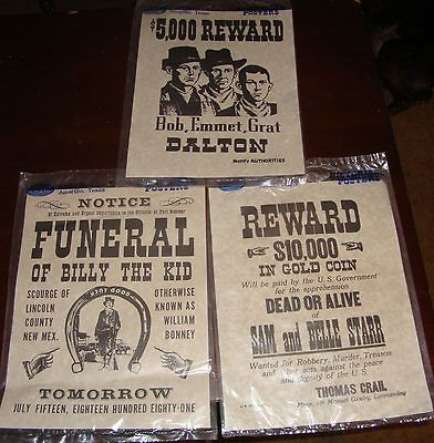 Repro Historical Posters Billy The Kid  Dalton Gang  Belle Starr