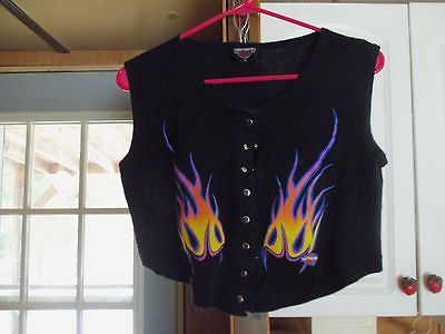 HARLEY DAVIDSON BLACK FLAMES BELLY SHIRT L