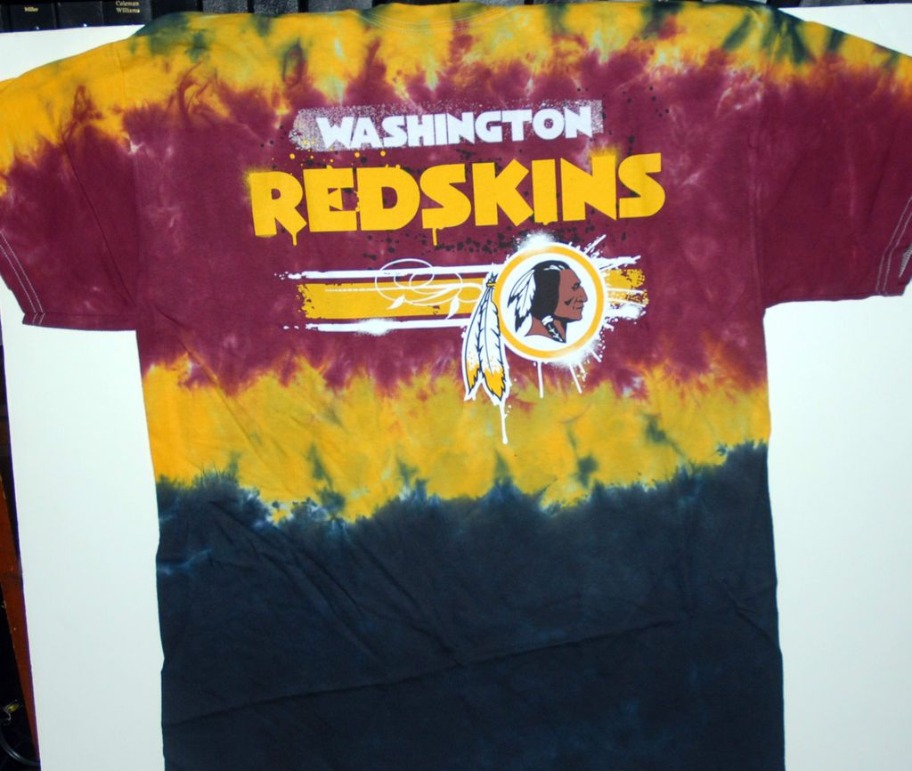 WASHINGTON REDSKINS NFL FOOTBALL HORIZONTAL STENCIL TIE DYE T SHIRT