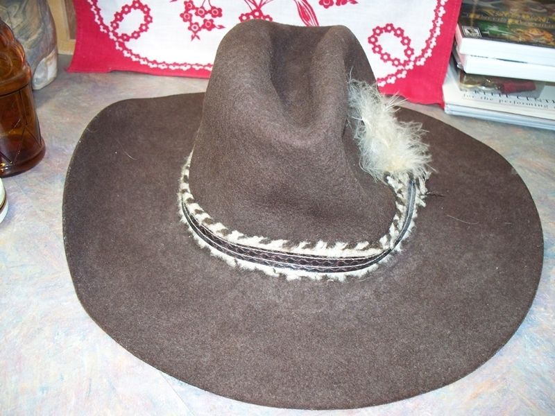 VINTAGE RARE COLT 45 FELT COWBOY SCOUTS HAT MENS SNAKE TRIM BROWN