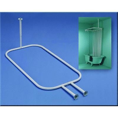 WHITE HOOP SHOWER ROD clawfoot bathtub claw foot tub NEW