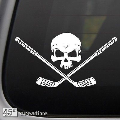 skull Crossbones Decal center wing defense ice skate gear stick baur