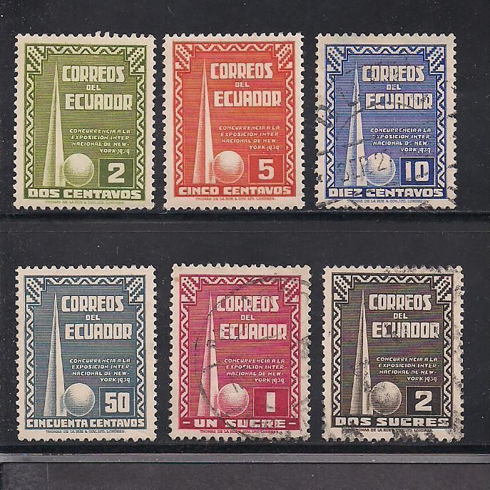 Ecuador Stamps  Scott # 388 393/A155 S et Mint/Canc/L H 1939