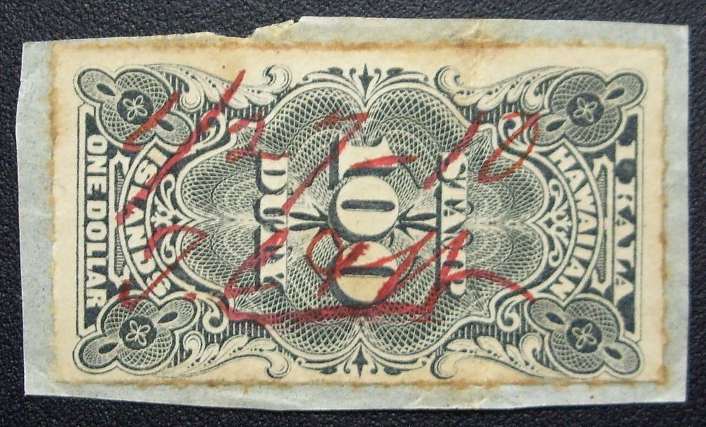 Hawaii R3 Revenue Red Ink Manuscript dated 1910 on piece