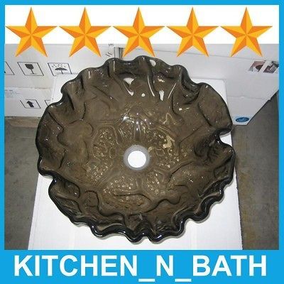 Bathroom Brown Glass Vessel Sink for Faucet Vanity