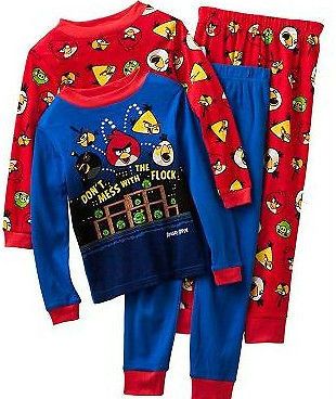 NWT NEW BOYS Angry Birds Fowl Behavior WINTER PAJAMAS SET 4 6 8 10