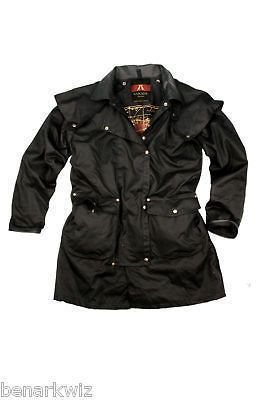 Kakadu mens Iron Bark Jacket Black Oilskin drover style outback