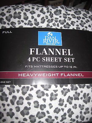 Dan River Heavyweight Flannel SNOWMAN CHEETA H PAWS Twin Bed Sheet Set