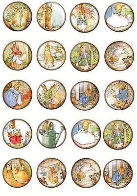 Beatrix Potter round stickers bottlecap 48 1 24 1.5 20 2 glossy