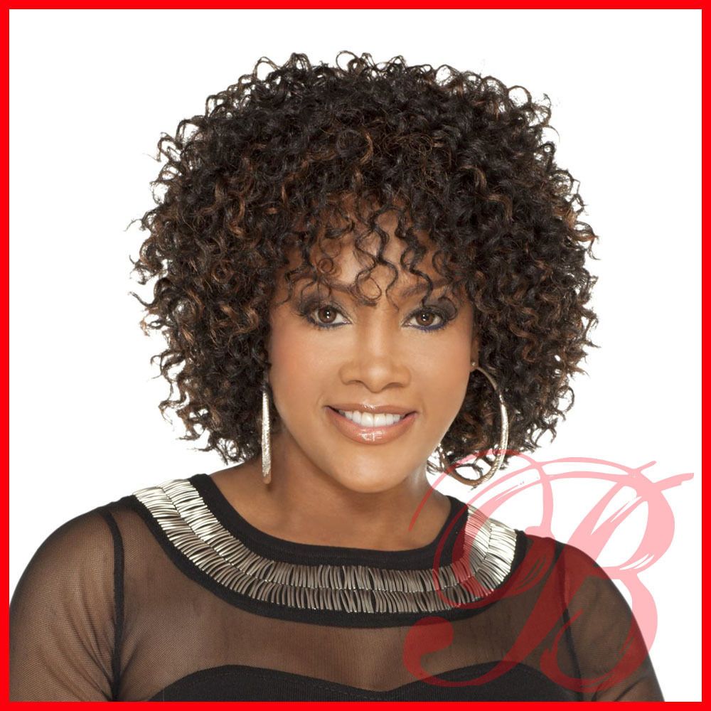 Vivica Fox Pure Stretch Cap Medium Curly Style Full Wig BOHEMIAN Color