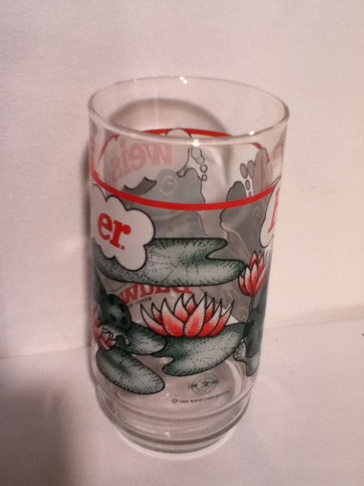 ANHAUSER BUSCH BUDWEISER BEER GLASS ADVERTISING FROG 1995 GLASSWARE