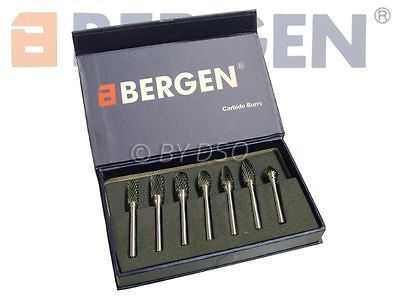 BERGEN 7pc TUNGSTEN CARBIDE 2x Diamond Rotary BURR Set Die Grinder