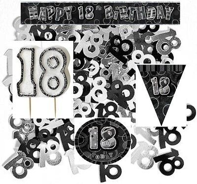 BIRTHDAY PARTY PRODUCTS BLACK glitz unique 18 th badge confetti candle