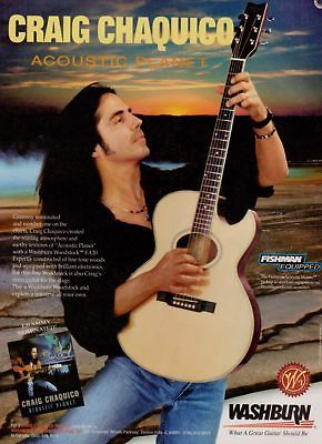 WASHBURN CRAIG CHAQUICO WOODSTOCK EA20 GUITAR PRINT AD