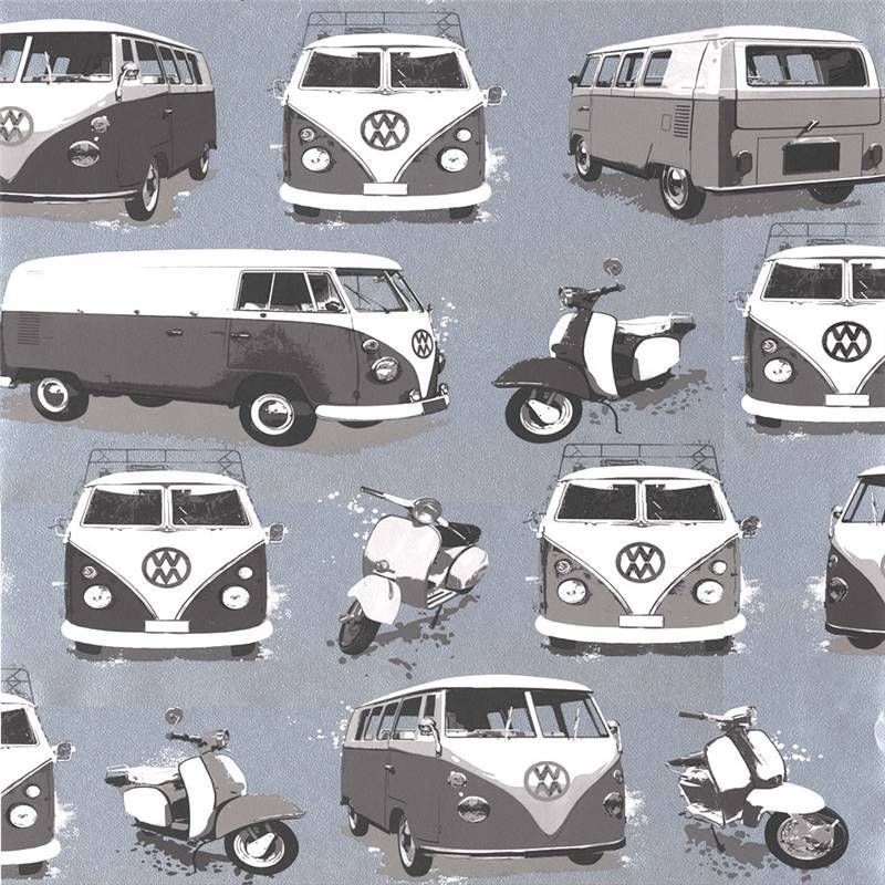 Black / White / Silver / Grey J05909 VW Volkswagen Camper Vans Scooter