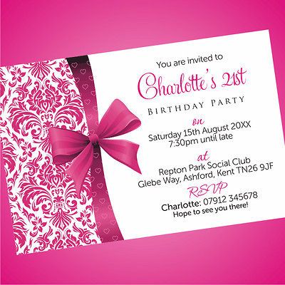 Personalised 18th 21st 30th 40th Birthday Invitations