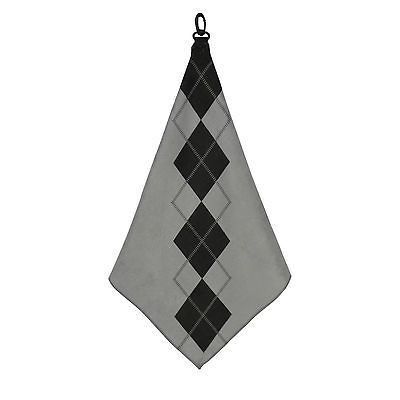 TERRY Gray Argyle Print Microfiber Tri Fold Golf Towel