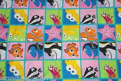 nemo twin flat sheet and pillow case bedding bed fabric fish ocean euc