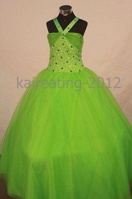 Flower Girls Dresses Ball Gown Halter Straps Bling Beads Pageant