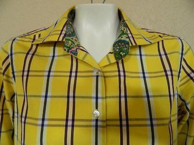 Robert Graham Women Plaid w/Coordinating Fabric Blouse sz 8 WOW