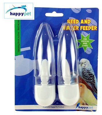 HAPPYPET PET BIRD BUDGIE CANARY COCKATIEL SEED WATER FEEDER DISPENSER