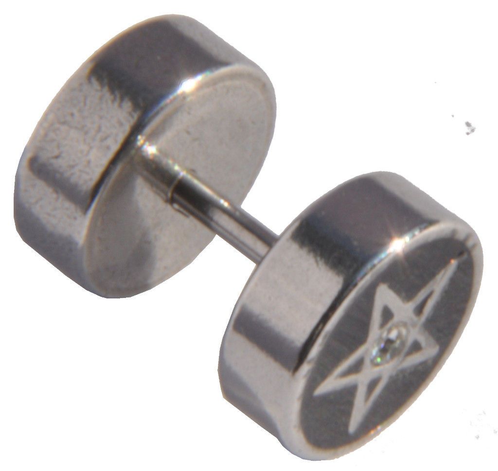 New Fake Diamond Star Bling Stretcher Cheater Plug Earrings Stainless