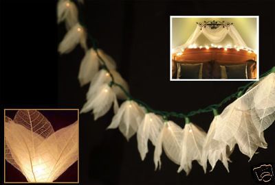 WHITE LEAF/BODHI FLOWERS STRING PARTY,PATIO,FA IRY,DECOR,CHRI STMAS