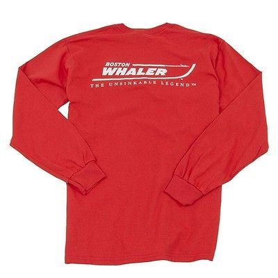 BOSTON WHALER LOGO LONG SLEEVE T SHIRT   RED   TAX FREE