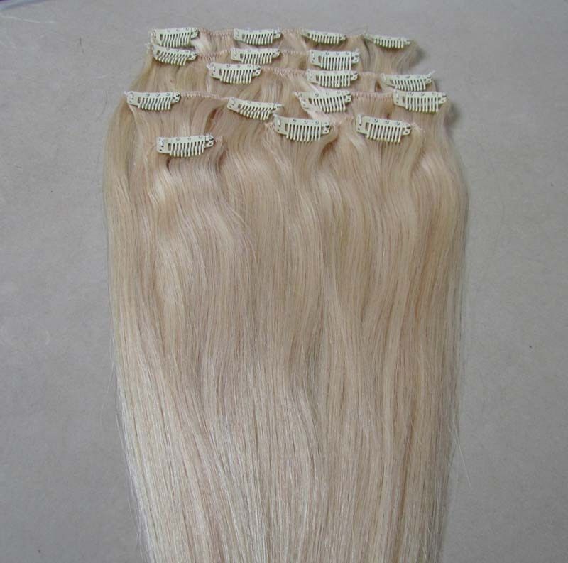  26 Human Hair Clips In Extensions8Pcs105g #60 White Blonde