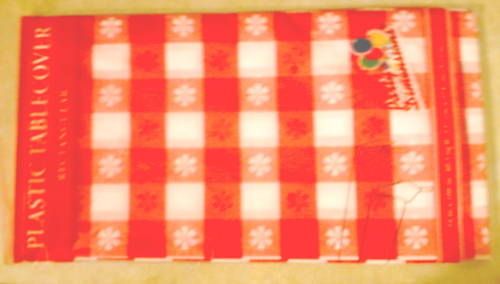 Red or Blue Checked Plastic Table Cloth, NIP